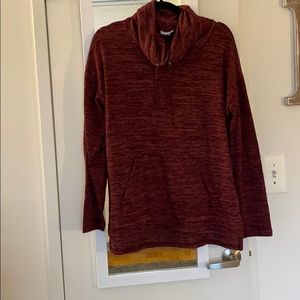 Red cowl neck sweater